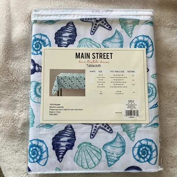 Pretty Coastal design Tablecloth 60”X 102” - Picture 2 of 7